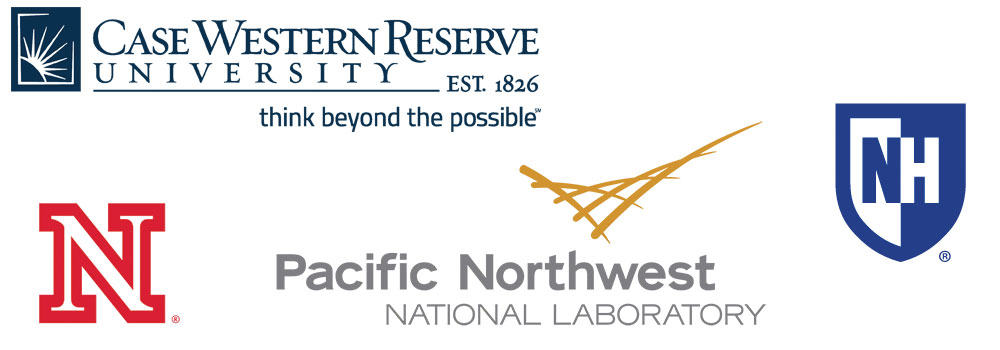 A collage of the logos for the University of Nebraska, the University of New Hampshire, Case Western Reserve University, and the Pacific Northwest National Laboratory.