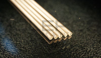 image of a row of brass rod electrodes